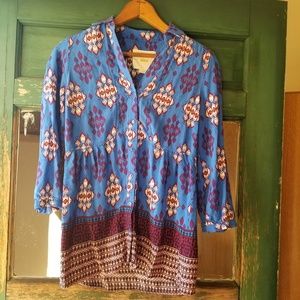 🐞Anthropologie Maeve woodland walk Ikat blouse Sm
